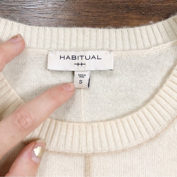 Habitual • Sora Sweater merino wool cashmere knit ivory cream soft pullover - Picture 4 of 11